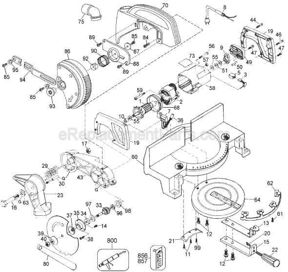 Page A Diagram and Parts List for 1710 Type 3 Black and Decker Miter Saw